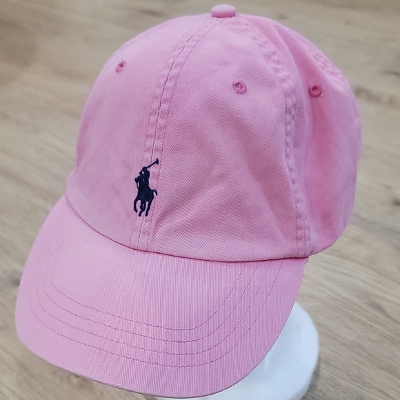 Polo Ralph Lauren Pink Adjustable Baseball Cap Hat with Leather Strap Staining - Picture 1 of 13